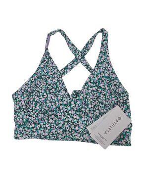 Athleta Plunge Bikini Top, D/DD Cups, Size Medium, Crossback, Floral